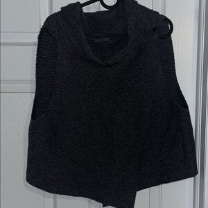 OSKA Charcoal Cowl Neck Sleeveless Sweater Vest/Shawl